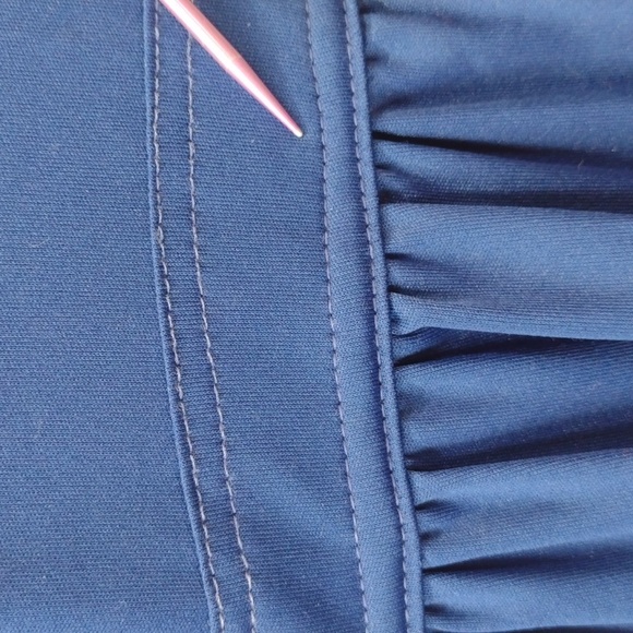 Vintage 60s/70s Blue Empire Waist Maxi Short Sleeve Dress Women's Medium - Picture 8 of 12